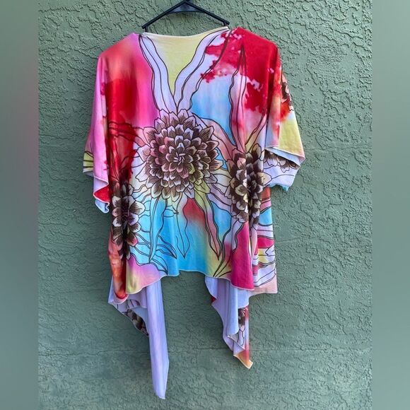 NWOT Carley Brown Designs Multicolored Flower CoverUp Kimono Shrug One Size - Picture 10 of 11